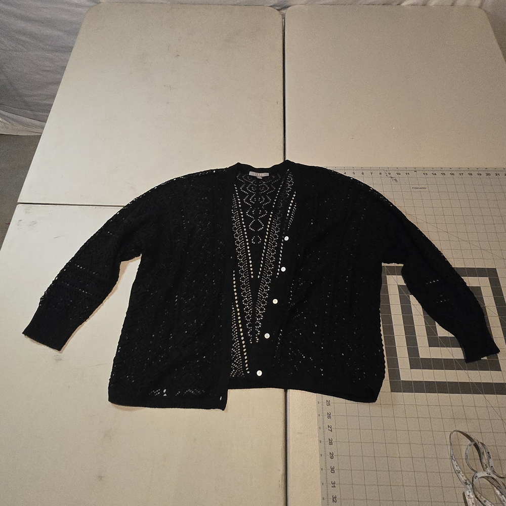 Cyrus Black Knit Openwork Cardigan Cyrus